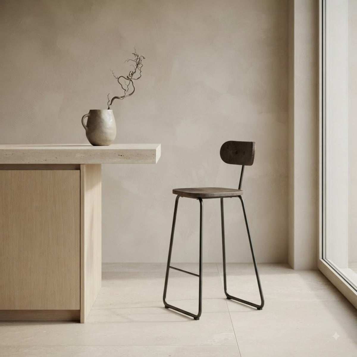 Earth Bar Stool with Backrest